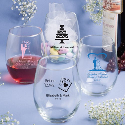Set of 2 Monogrammed Personalized Wine Glasses Bride Groom Gifts for Women  Bridal Shower Engraved Birthday 