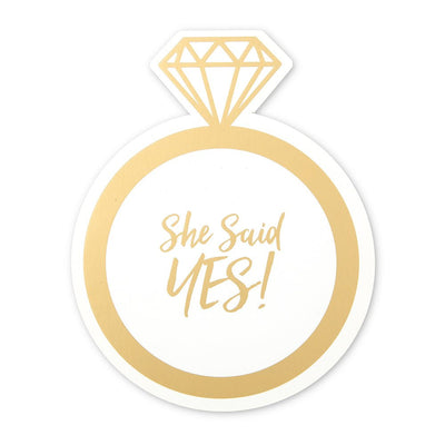 Diamond Ring Shaped Paper Drink Coasters - She Said Yes - Set Of 12 - Forever Wedding Favors