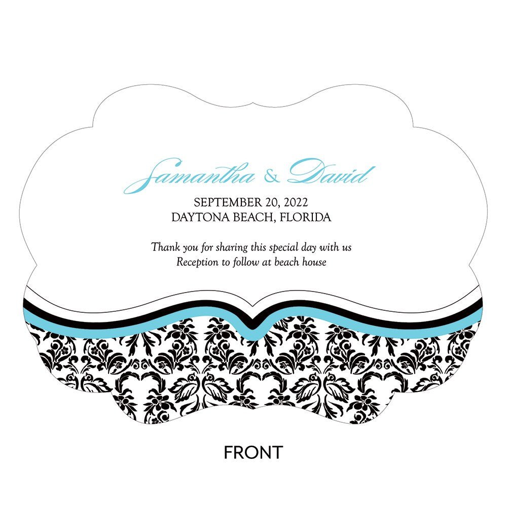 Love Bird Damask Personalized Hand Fan - Forever Wedding Favors