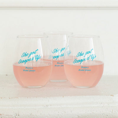 Personalized Stemless Wine Glass Wedding Favor - 9 oz - Forever Wedding Favors