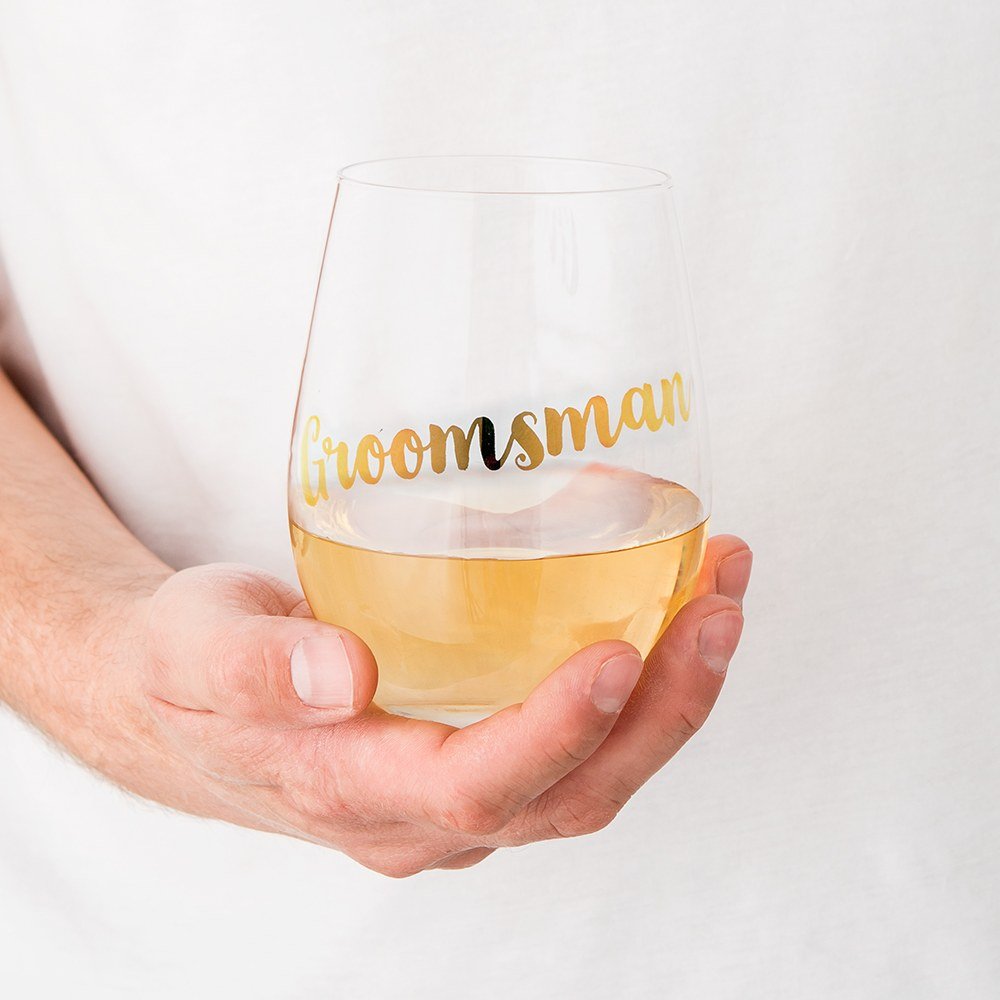 Stemless Toasting Wine Glass Gift For Wedding Party - Groomsman - Forever Wedding Favors