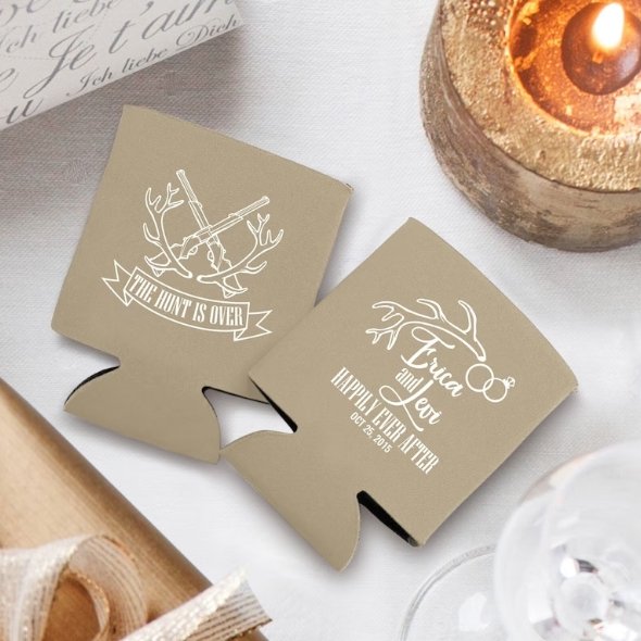 The Hunt Is Over Wedding Can Coolers Forever Wedding Favors