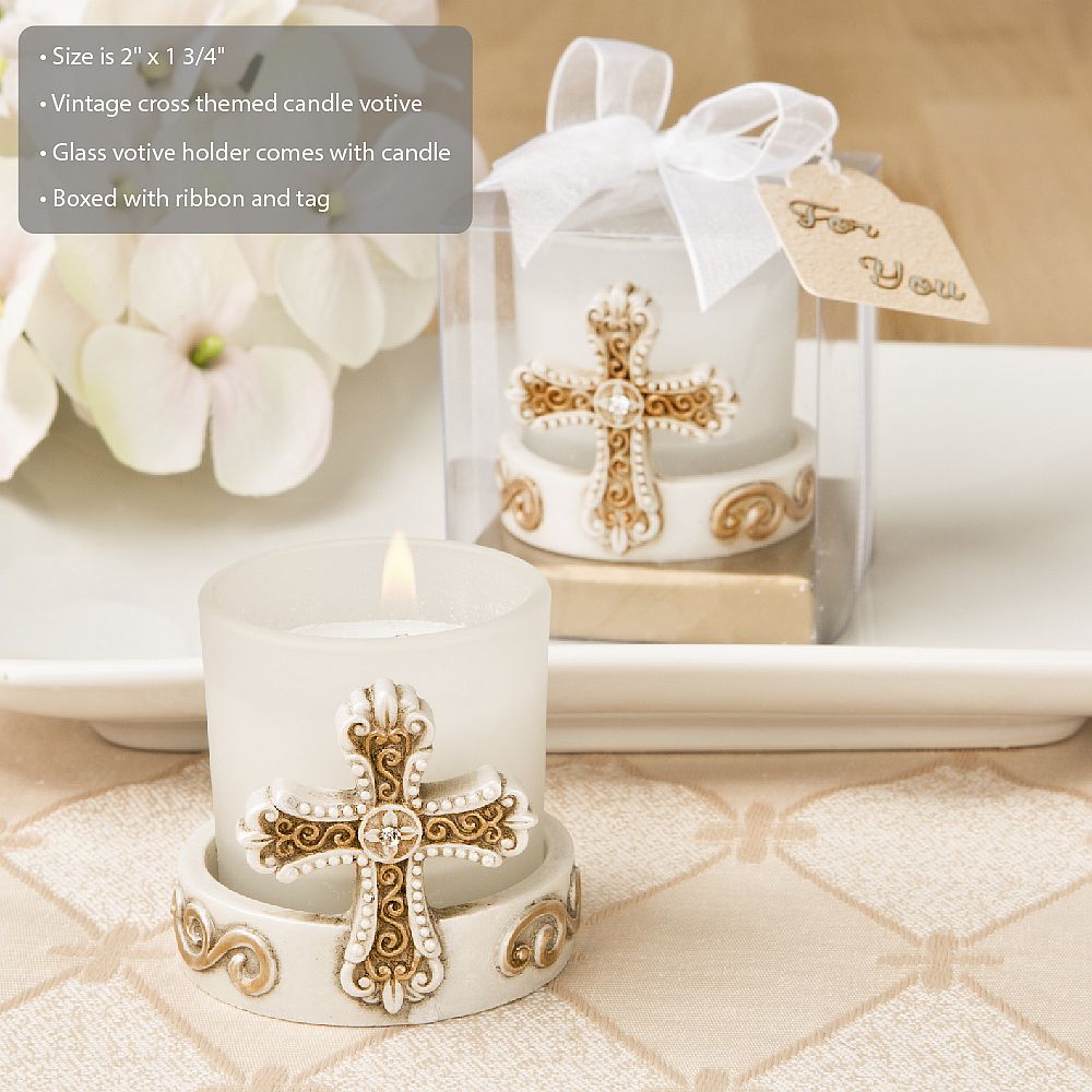 Vintage Cross Candle - Forever Wedding Favors