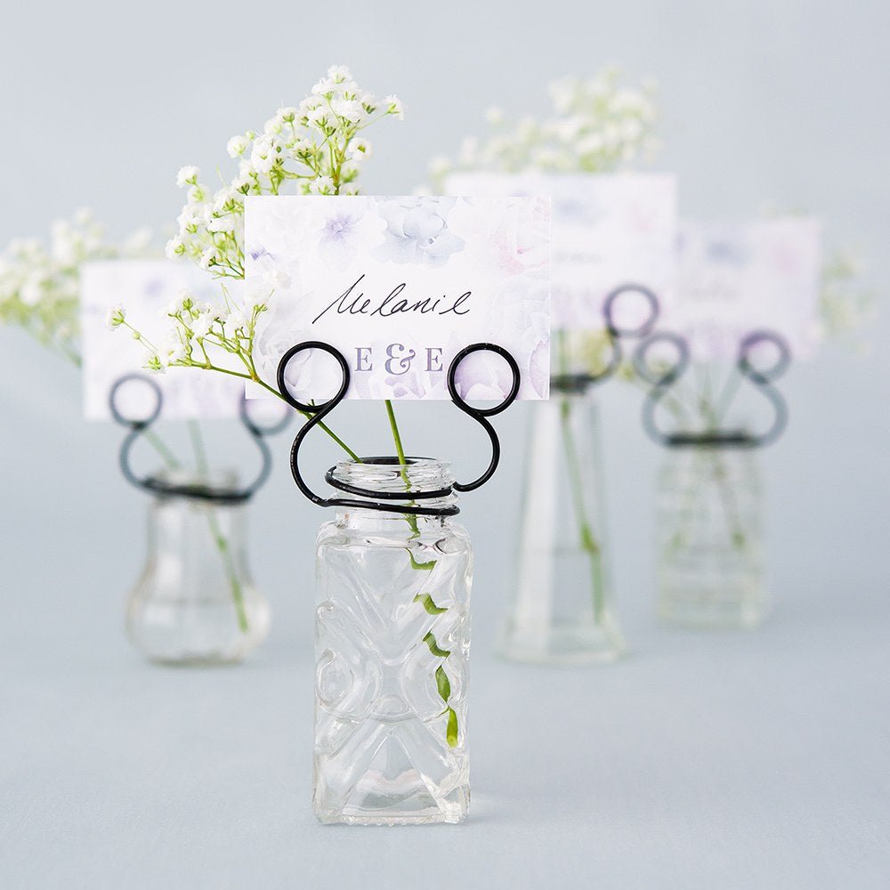 Vintage Inspired Pressed Glass Vases With Stationery Holders - Forever Wedding Favors