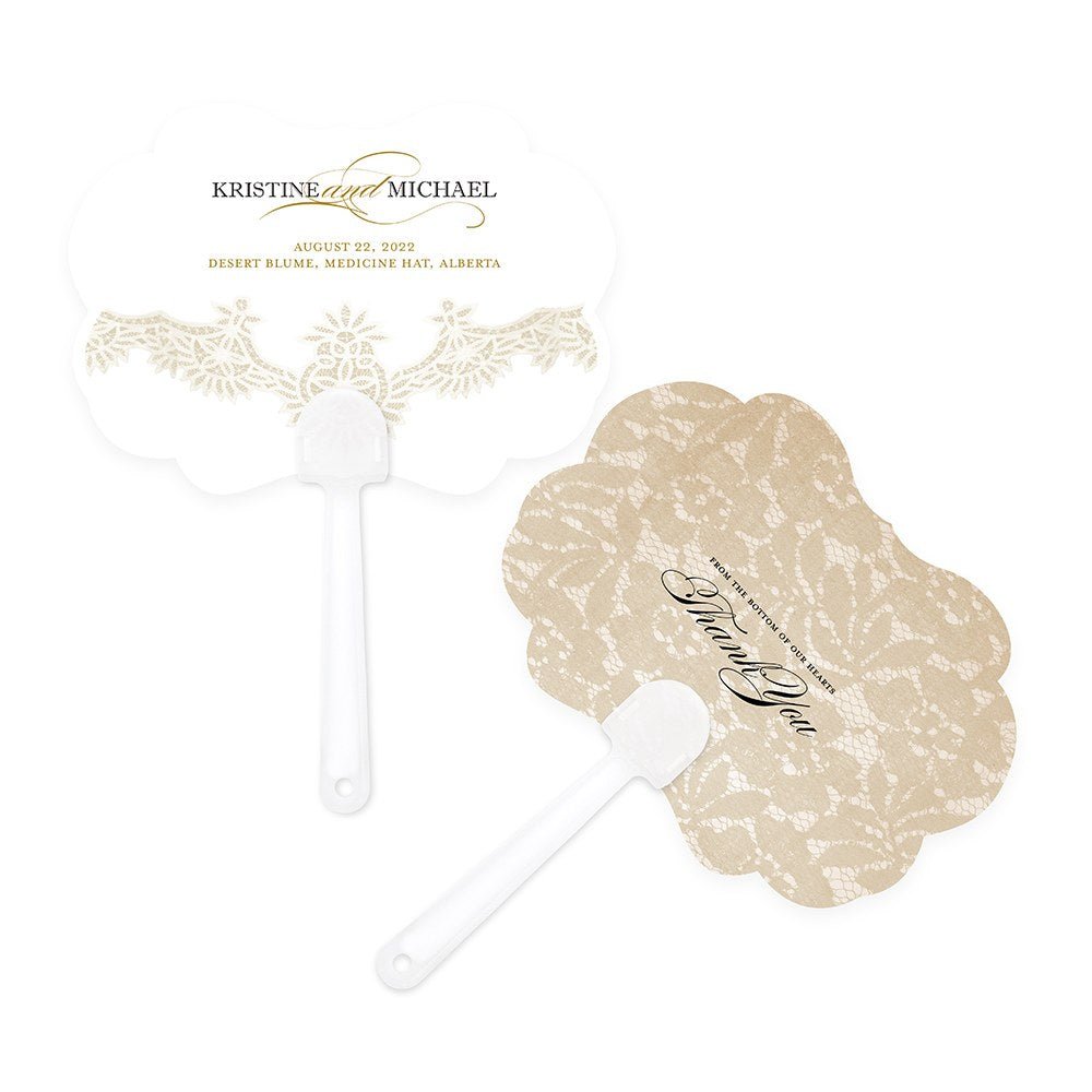 Vintage Lace Personalized Hand Fan - Forever Wedding Favors