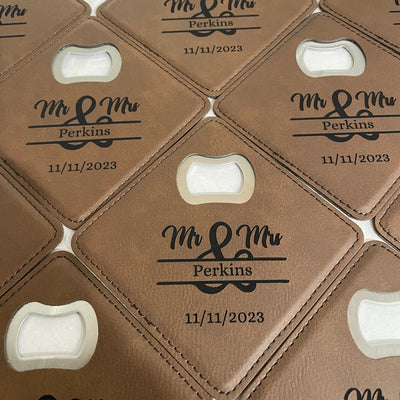 Mr. And Mrs. Coaster Bottle Opener