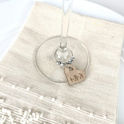 Personalized Heart Wine Charms