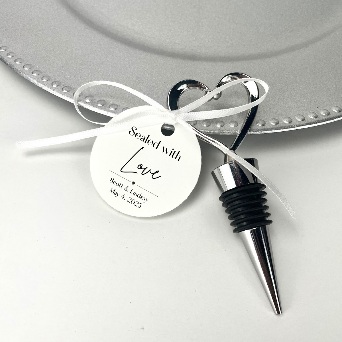 Silver Heart Bottle Stopper