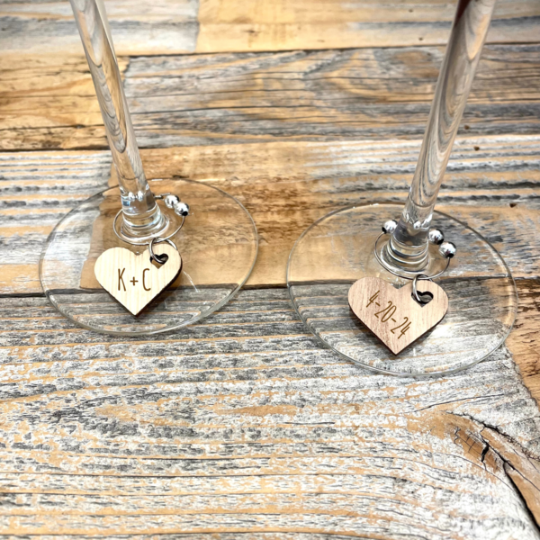 Personalized Heart Wine Charms