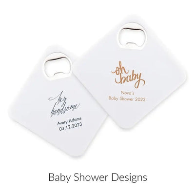 Baby Shower Plastic Drink Coaster Favor With Bottle Opener - Forever Wedding Favors