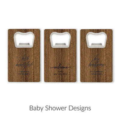 Baby Shower Wood Veneer Credit Card Bottle Opener Favor - Forever Wedding Favors