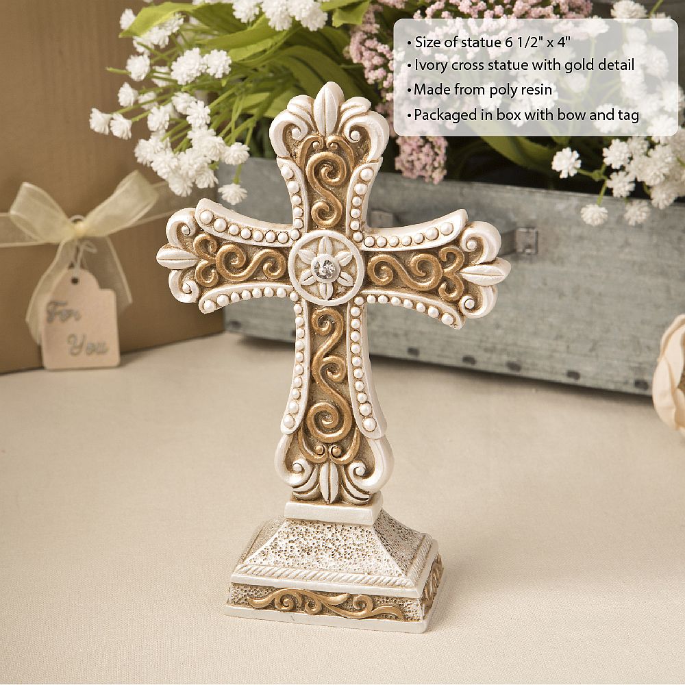 Decorated Chocolate Gold Wrap w/Rhinestone Cross - From www