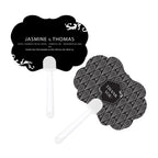 Black And Gold Opulence Personalized Hand Fan - Forever Wedding Favors