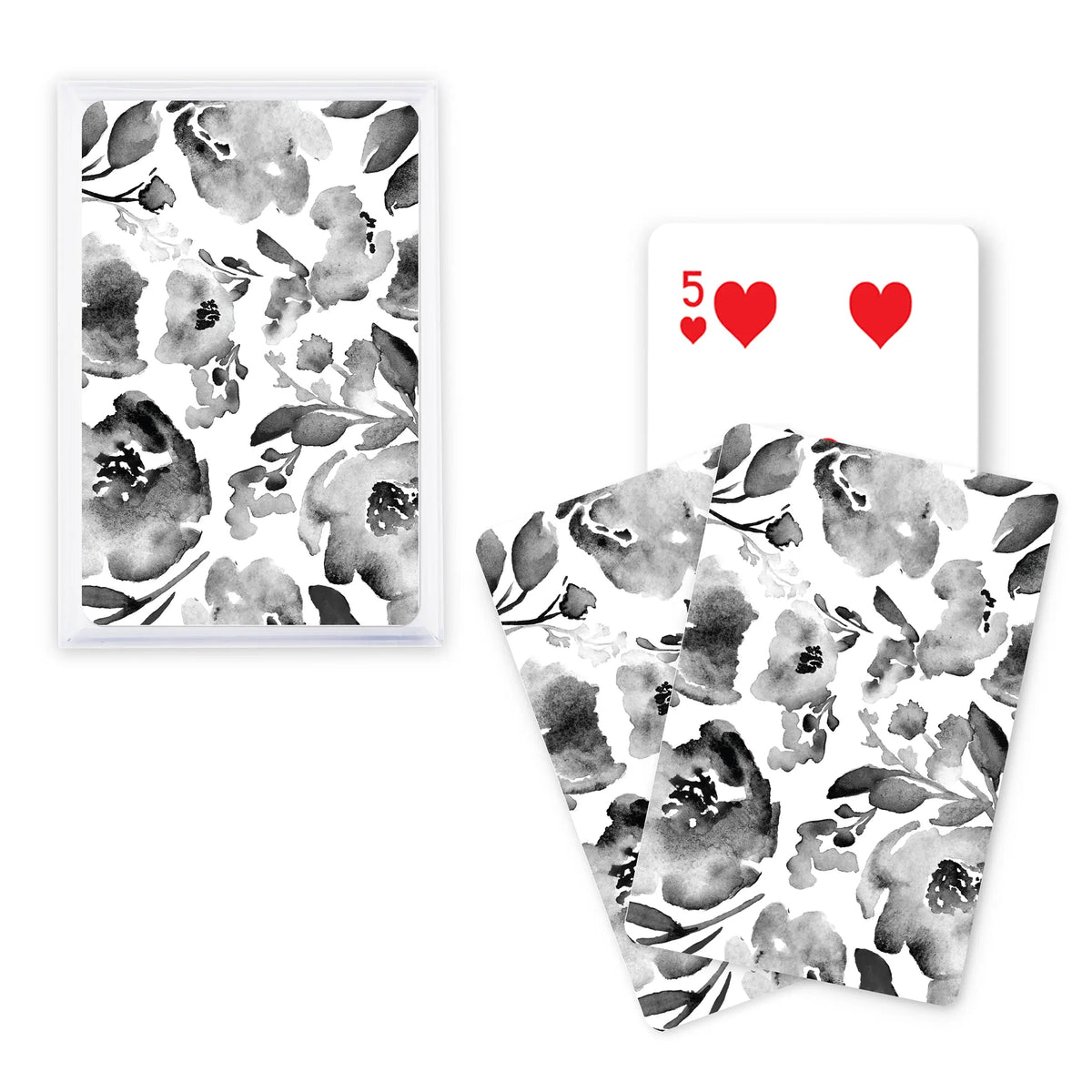 Black & White Bloom Floral Playing Cards - Forever Wedding Favors