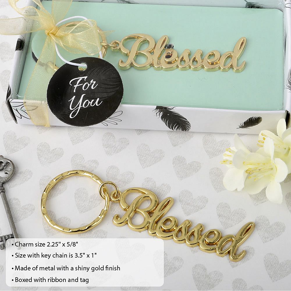 Blessed Gold Key Chain - Forever Wedding Favors