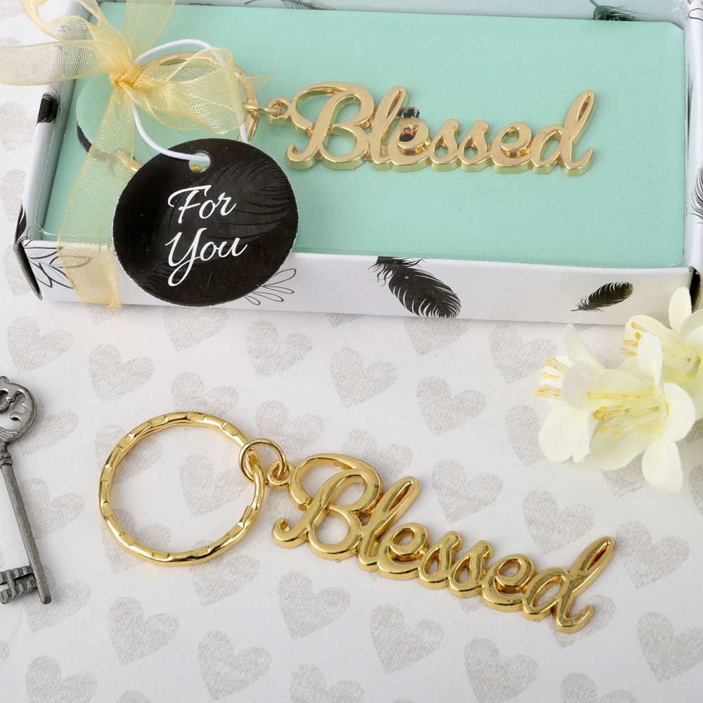 Blessed Gold Key Chain - Forever Wedding Favors