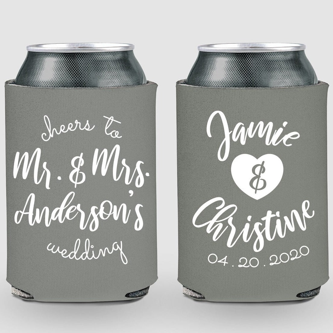 Cheers to Mr & Mrs, Personalized Can Coolers - Forever Wedding Favors