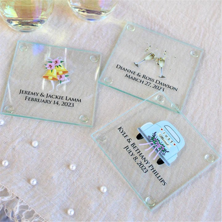Wedding glass deals coasters