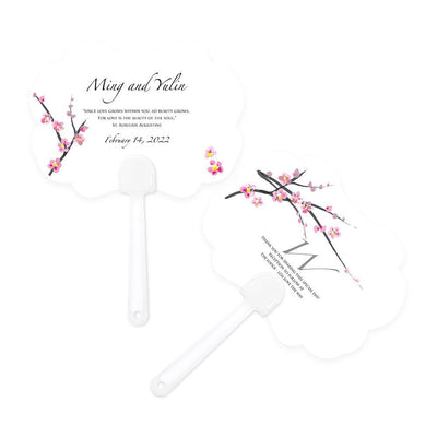 Cherry Blossom Personalized Hand Fan - Forever Wedding Favors