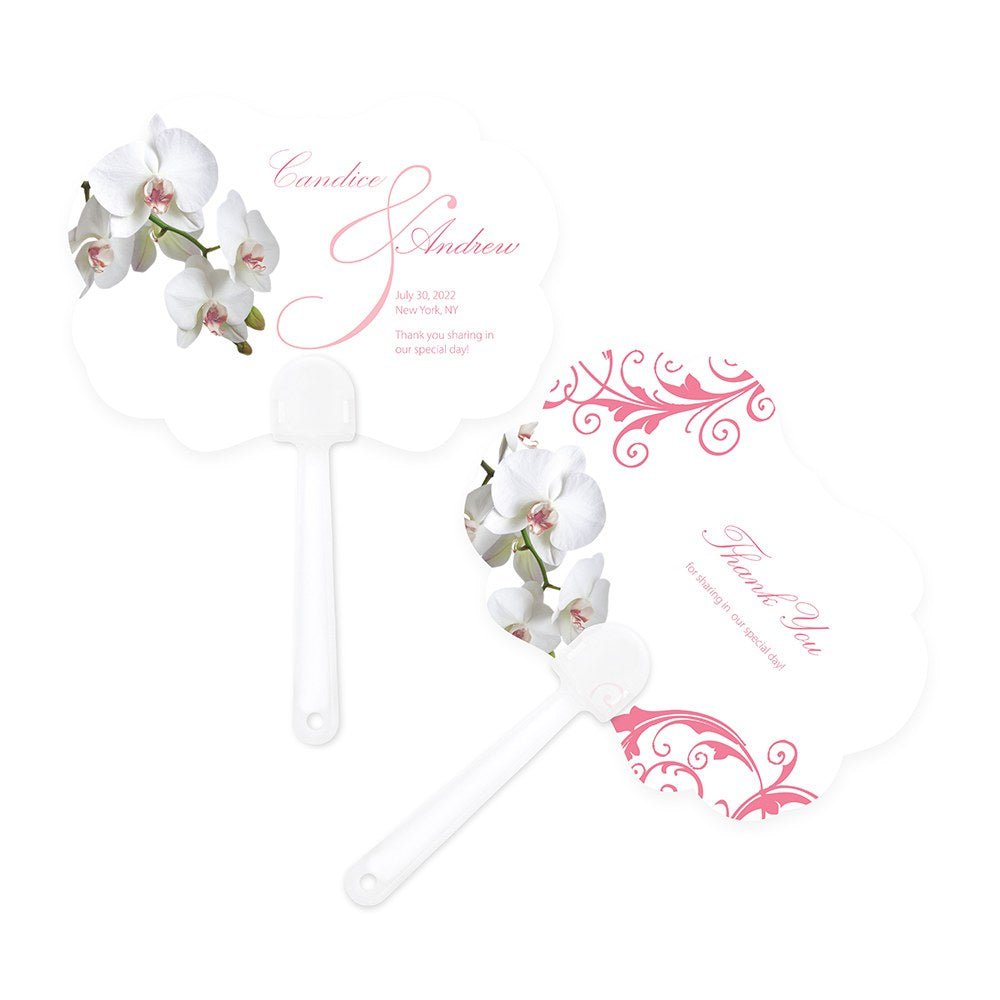 Classic Orchid Personalized Hand Fan - Forever Wedding Favors