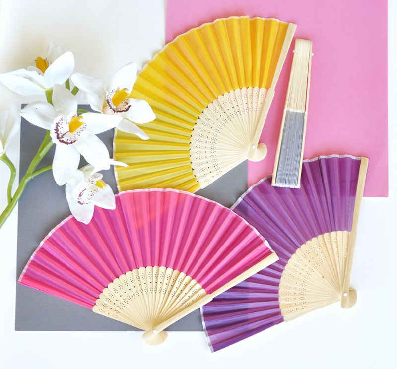 Colorful In Love Silk Hand Fans - Forever Wedding Favors
