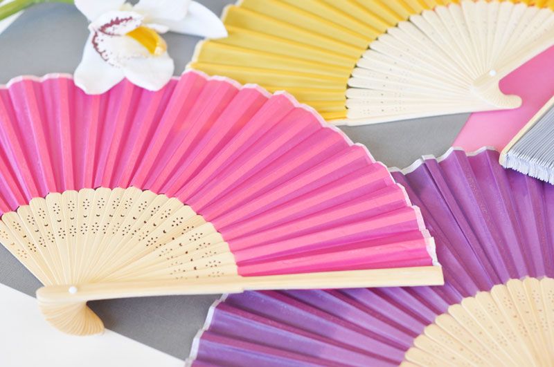 Colorful In Love Silk Hand Fans - Forever Wedding Favors