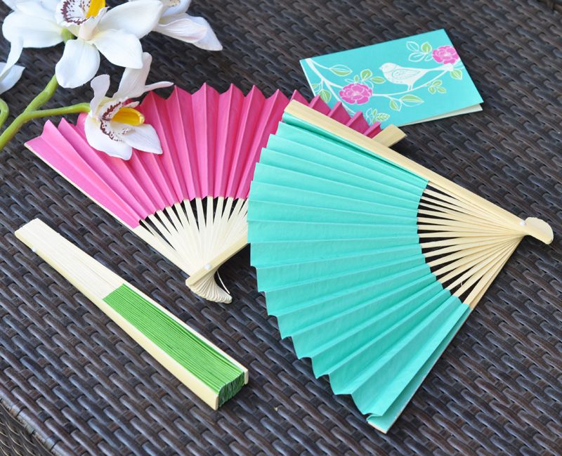 Colorful Romance Paper Hand Fans - Forever Wedding Favors