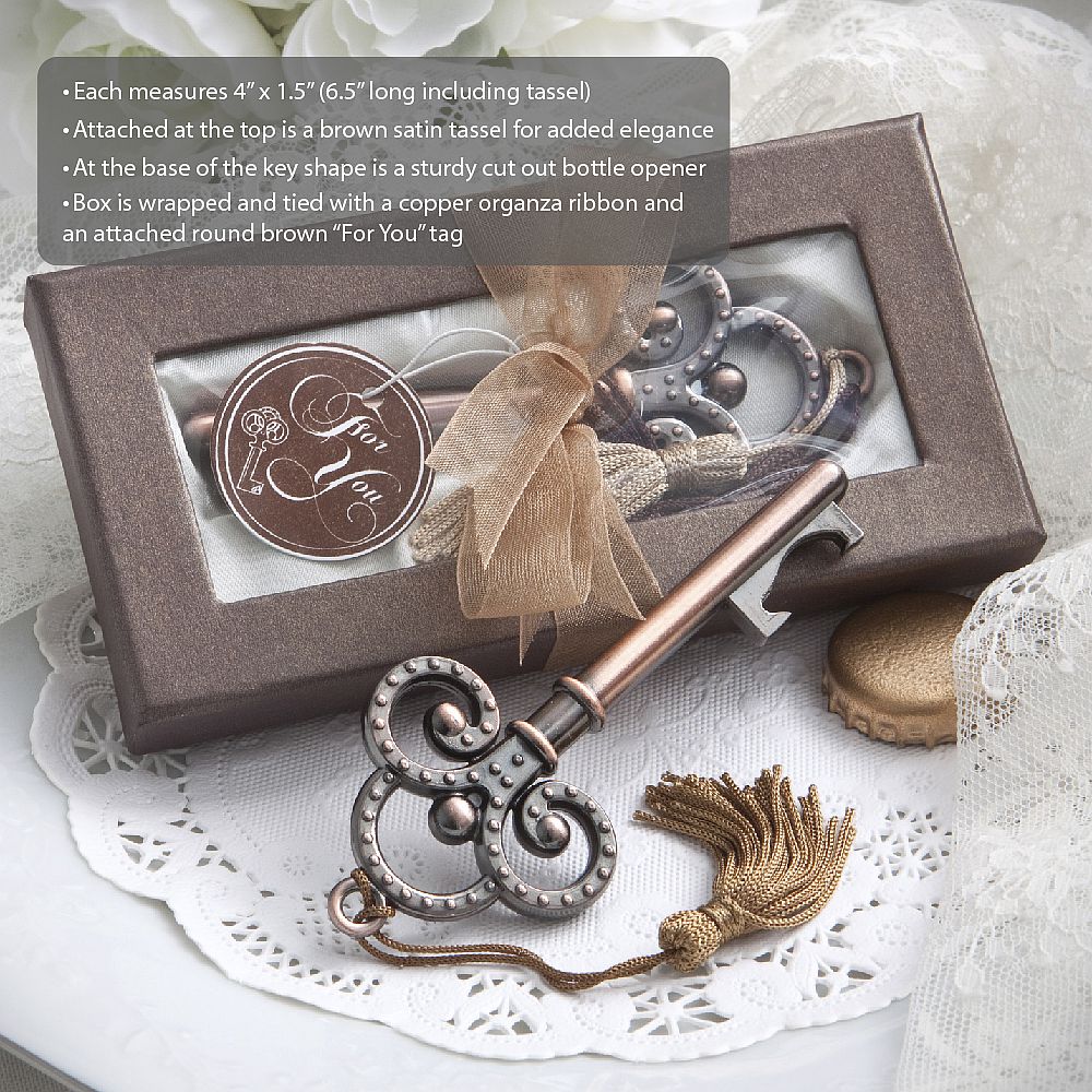 Copper Key Bottle Opener - Forever Wedding Favors