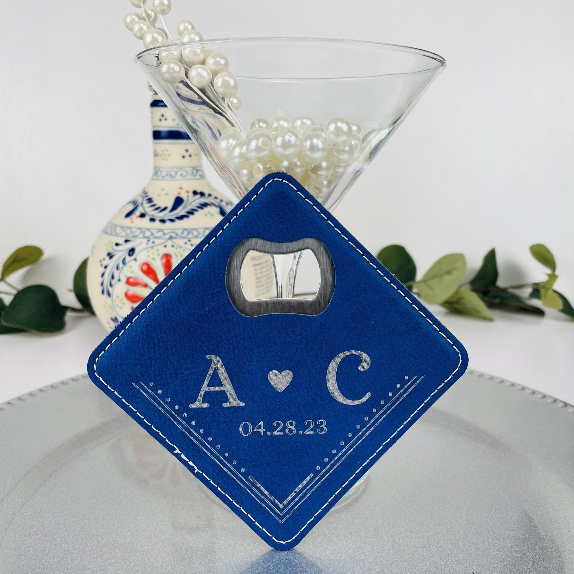 Couple's Keepsake Coaster Bottle Opener - Forever Wedding Favors