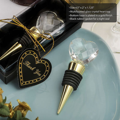 Crystal Heart Bottle Stopper - Forever Wedding Favors