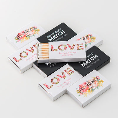 Custom Matchbox Wedding Favor - Floral Love - Forever Wedding Favors