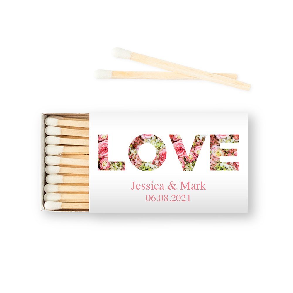 Custom Matchbox Wedding Favor - Floral Love - Forever Wedding Favors