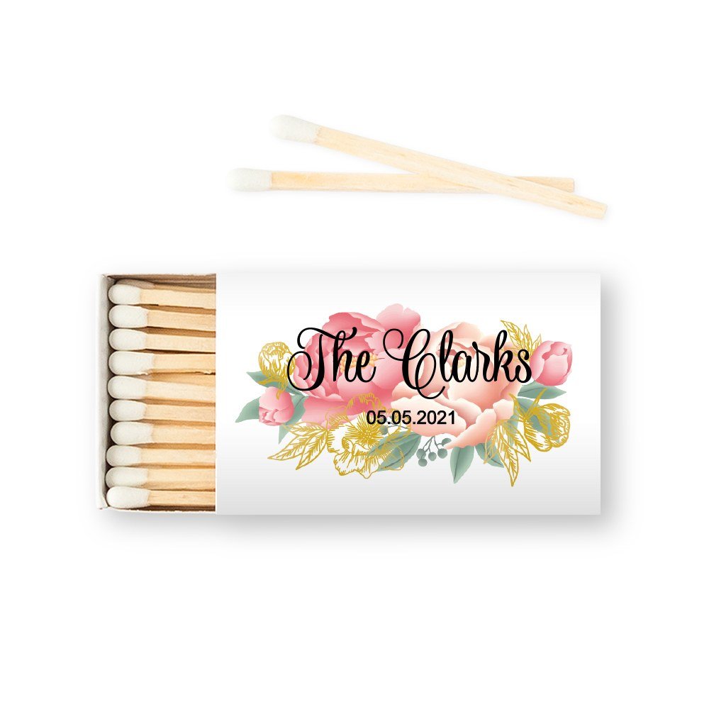 Custom Matchbox Wedding Favor - Modern Floral - Forever Wedding Favors