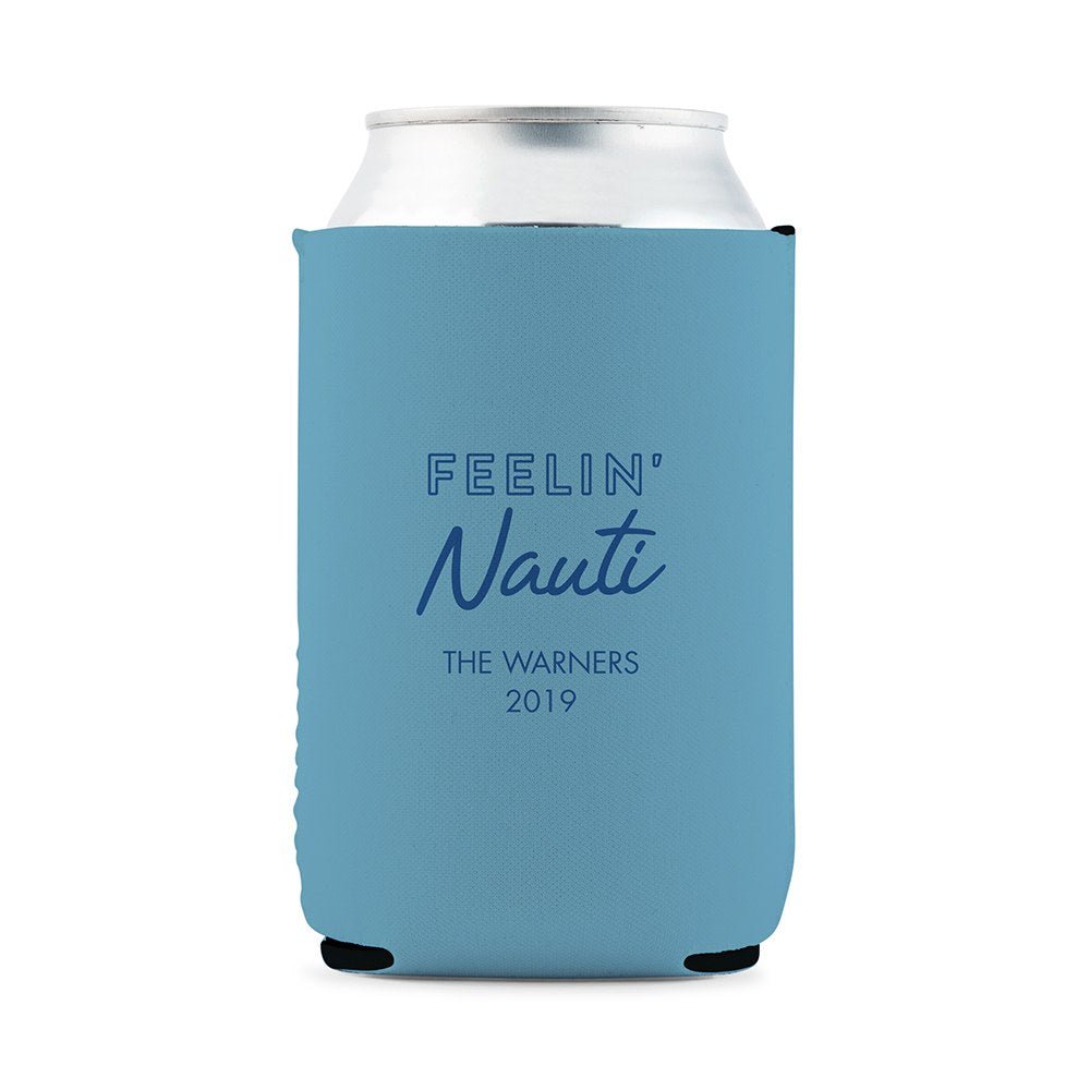 Custom Neoprene Foam Beer Can Drink Holder - Light Blue - Forever Wedding Favors