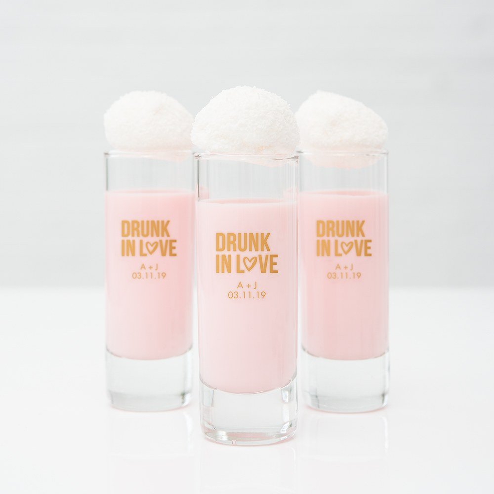 Custom Printed Tall Shot Glass Wedding Favor - Forever Wedding Favors