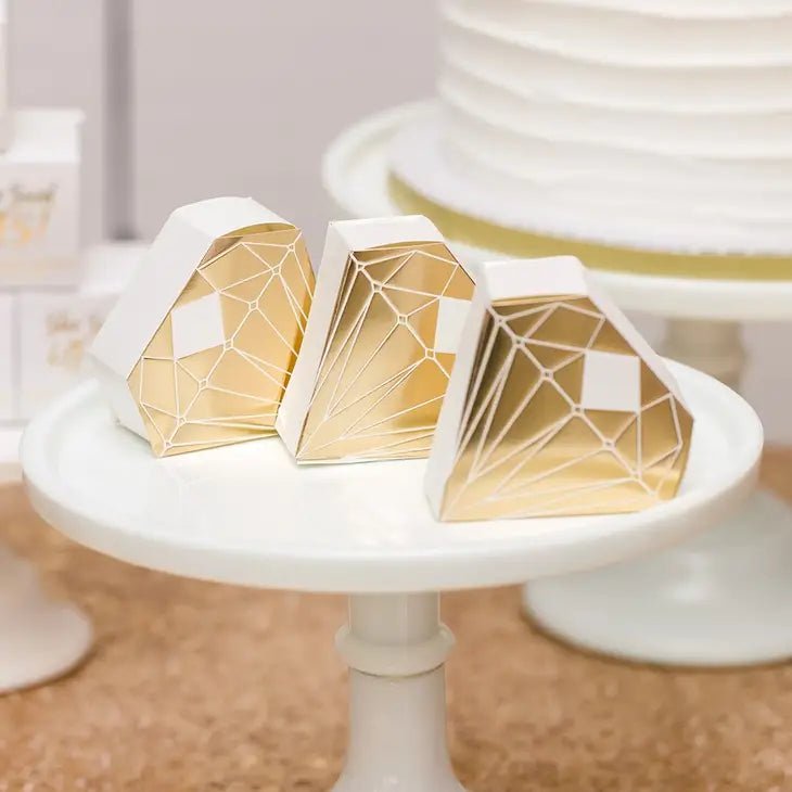 Diamond Favor Box With Metallic Gold - Forever Wedding Favors