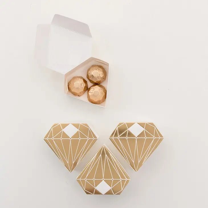 Diamond Favor Box With Metallic Gold - Forever Wedding Favors