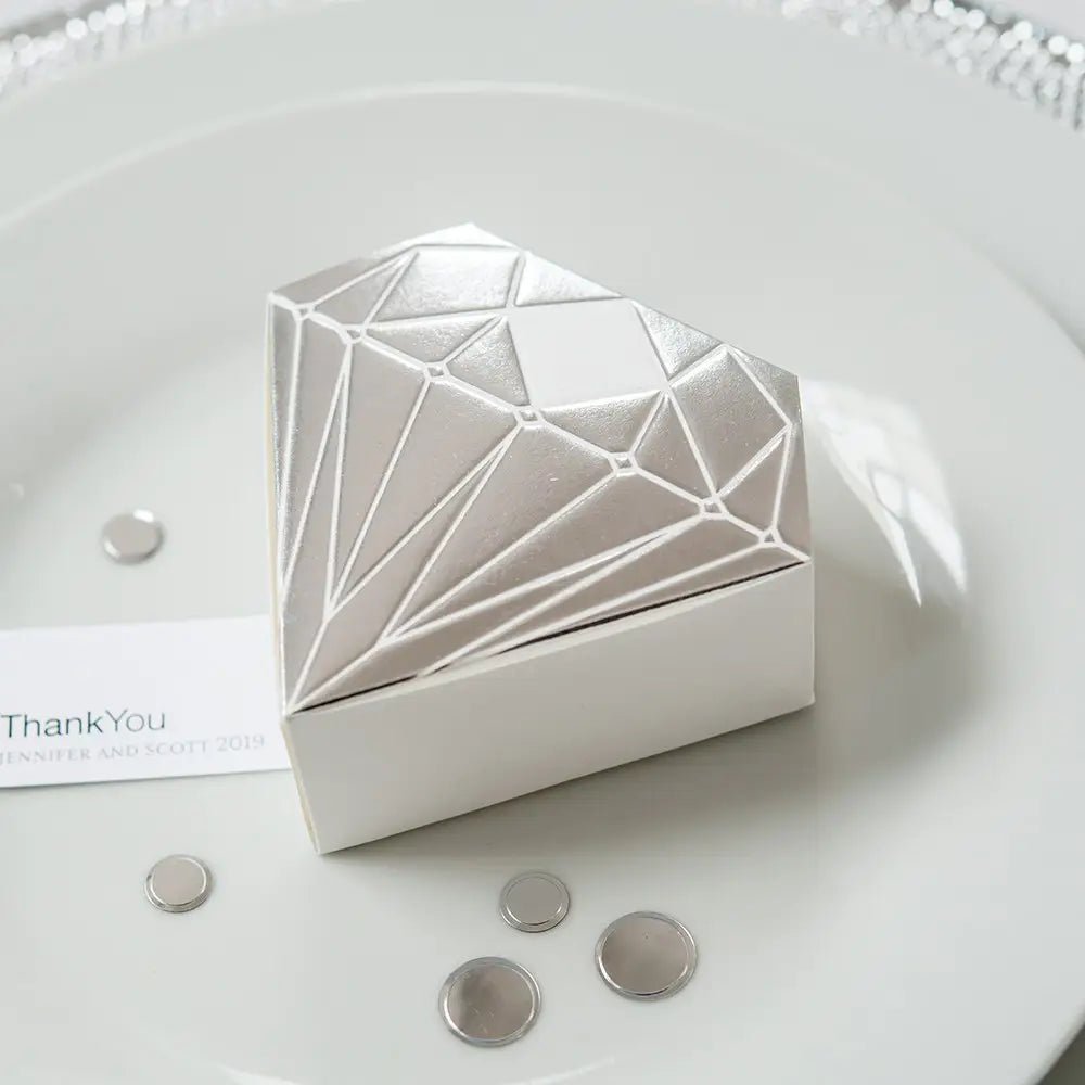 Diamond Favor Box With Metallic Silver - Forever Wedding Favors