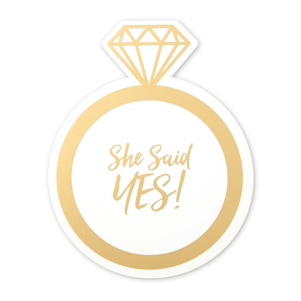 Diamond Ring Shaped Paper Drink Coasters - She Said Yes - Set Of 12 - Forever Wedding Favors