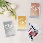 Double Hearts Metallic Playing Cards - Forever Wedding Favors