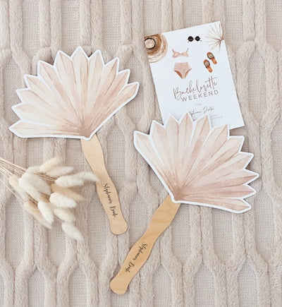 Dried Palm Paddle Fan - Forever Wedding Favors