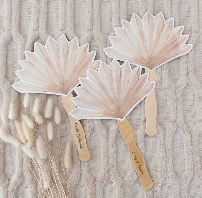 Dried Palm Paddle Fan - Forever Wedding Favors