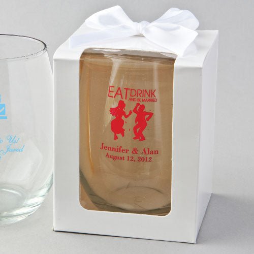 Expressions 15oz Stemless Wine Glasses - Forever Wedding Favors