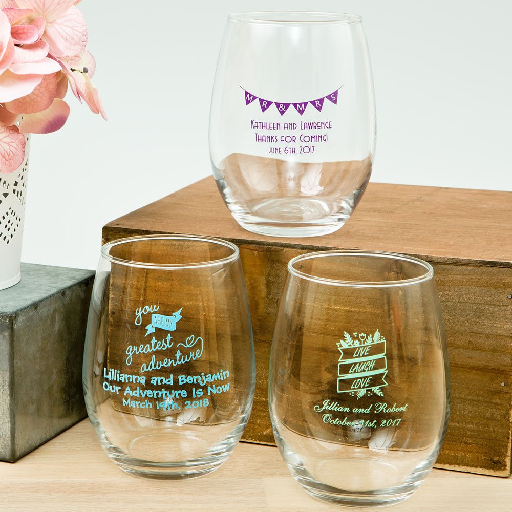 Expressions 15oz Stemless Wine Glasses - Forever Wedding Favors