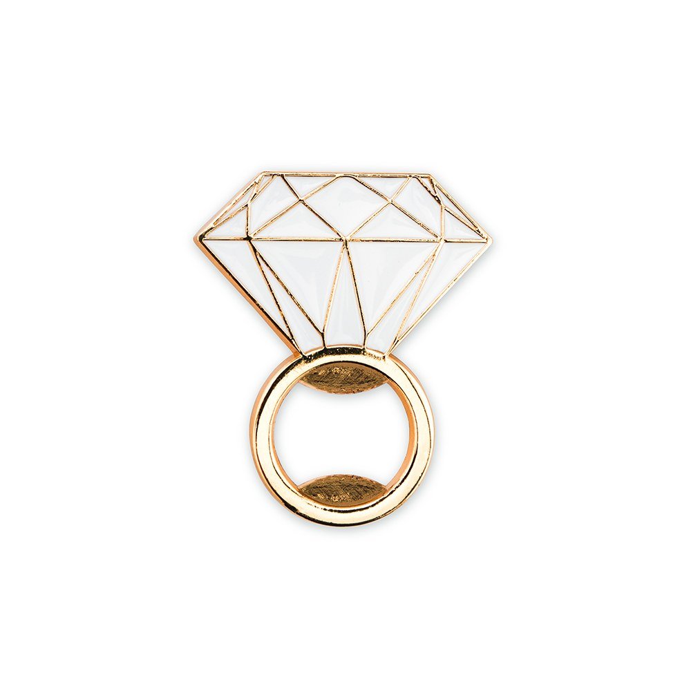 Flat Metal Diamond Ring Bottle Opener - Gold - Forever Wedding Favors