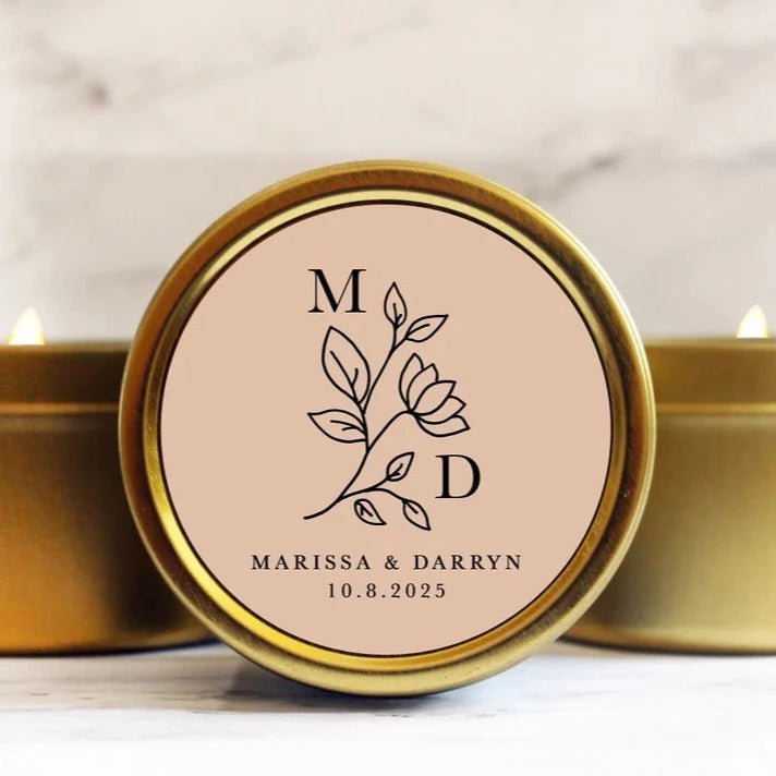 Floral Initial Candle Wedding Favor - Forever Wedding Favors