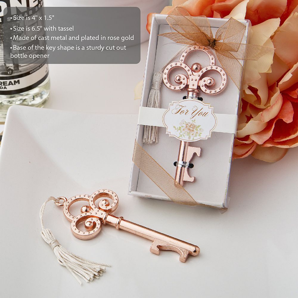 Garden Rose Key Bottle Opener - Forever Wedding Favors