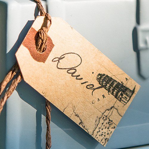 "Global Destinations" Vintage Paper Shipping Tags With Twine Ties - Forever Wedding Favors