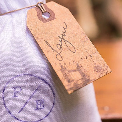 "Global Destinations" Vintage Paper Shipping Tags With Twine Ties - Forever Wedding Favors