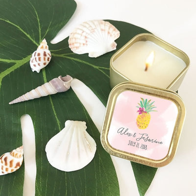 Gold Candle Tins - Tropical Beach - Forever Wedding Favors